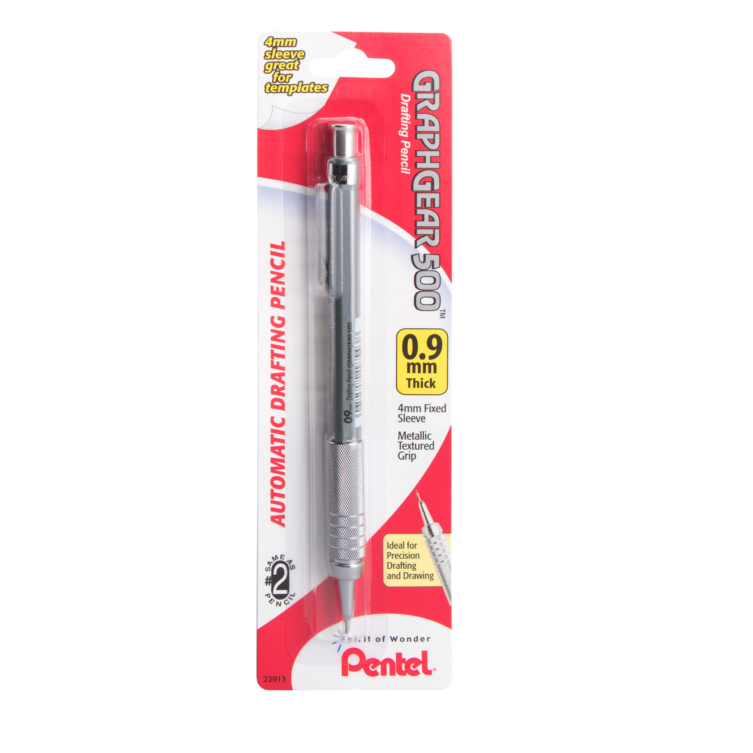 MECHANICAL PENCIL GRAPH 500 GRAY .9MM CARDED