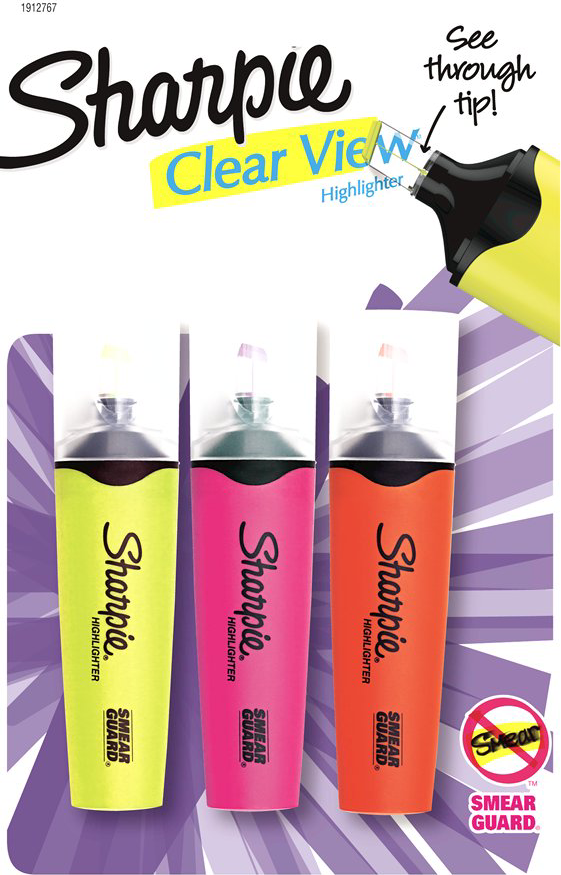 SHARPIE 3 ASSORTED CLEARVW HILITE