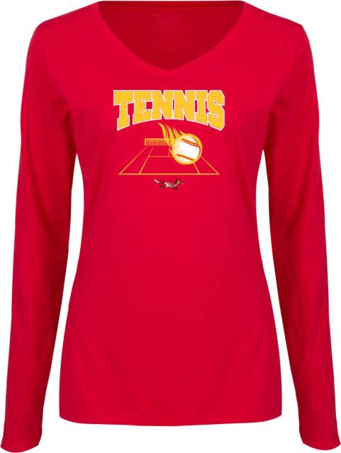 College of the Desert Womens Long Sleeve V Neck Tee College of the Desert Roadrunners Tennis Design - ONLINE ONLY