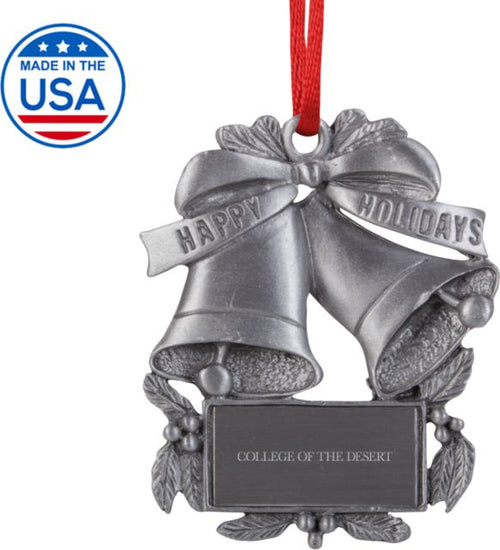 College of the Desert Holiday Bells Ornament College of the Desert Flat Engraved - ONLINE ONLY