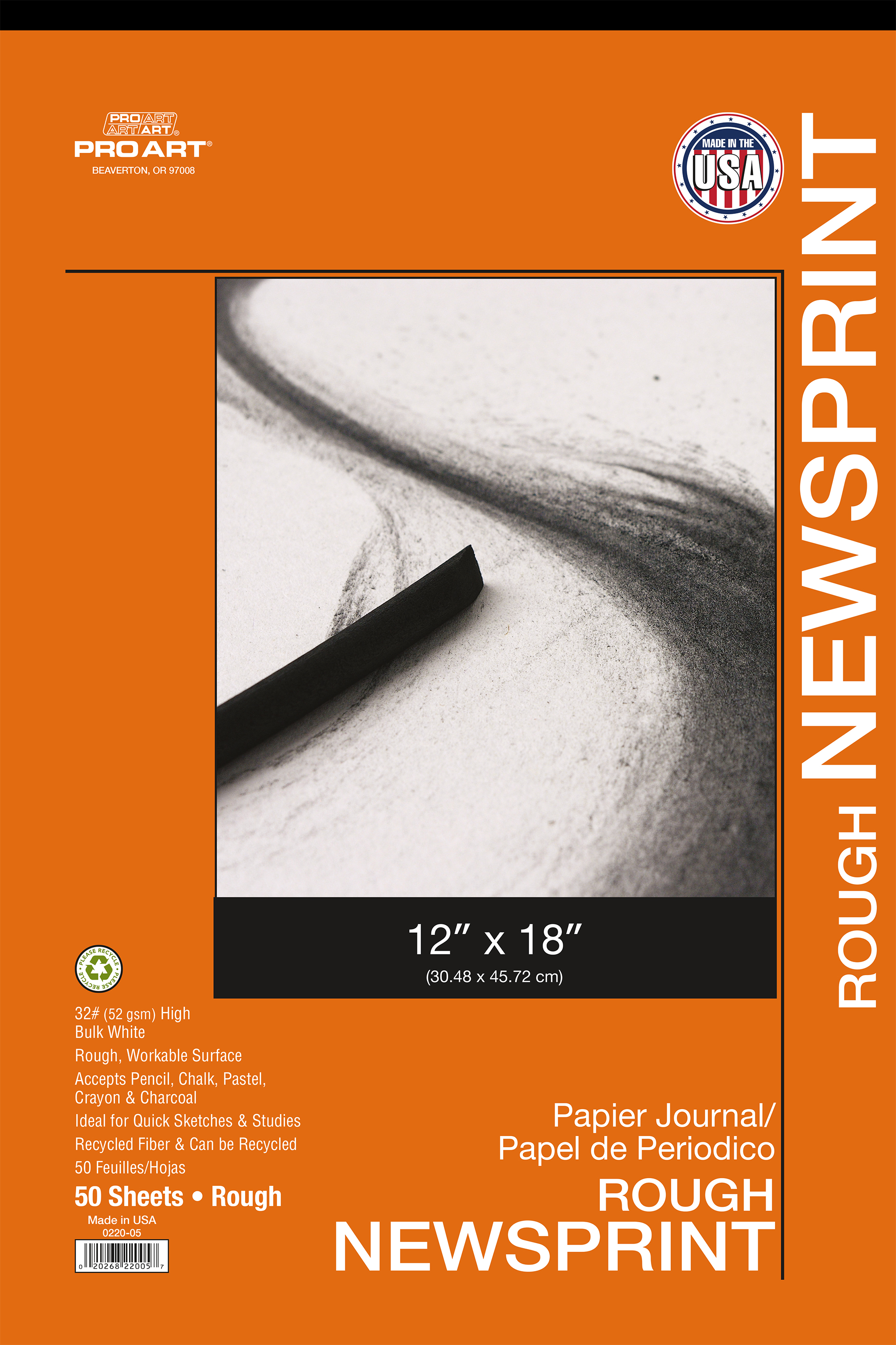 ROUGH NEWSPRINT 12X18 50/TP/32