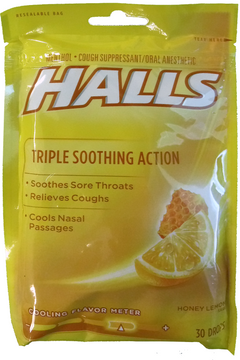 HALLS 30CT HONEY LEMON/BAG