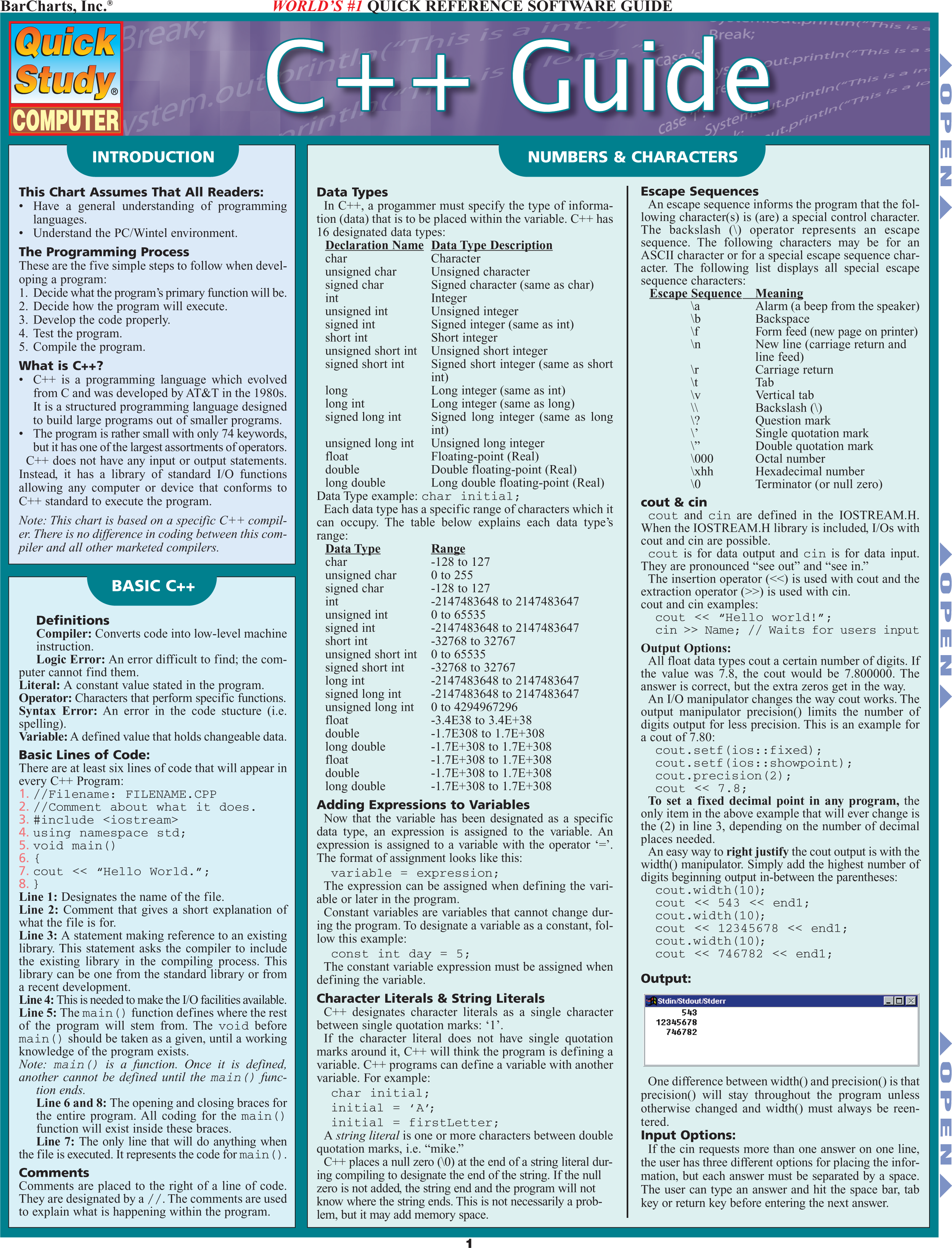C++ Guide : World's #1 Quick Reference Software Guide