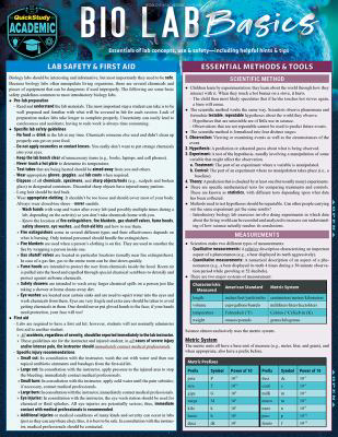 Bio Lab Basics : A Quickstudy Laminated Reference Guide (Edition 2)