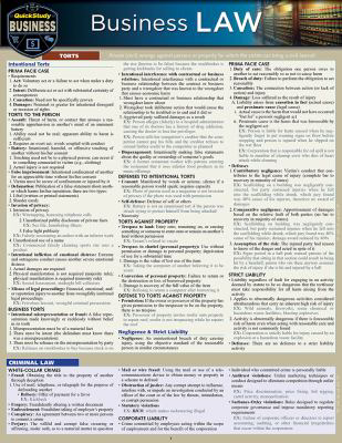 Business Law : A Quickstudy Laminated Reference Guide (Edition 2)