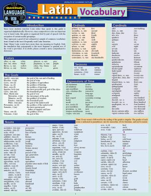 Latin Vocabulary : A Quickstudy Laminated Reference Guide (Edition 2)