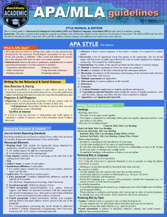 Apa/MLA Guidelines - 7th/9th Editions Style Reference for Writing : A Quickstudy Laminated Guide, by Kaitlyn McNamee