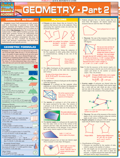 Geometry: Part 2 Laminate Reference Chart : Segments, Lines, Planes, Geometric Formulas
