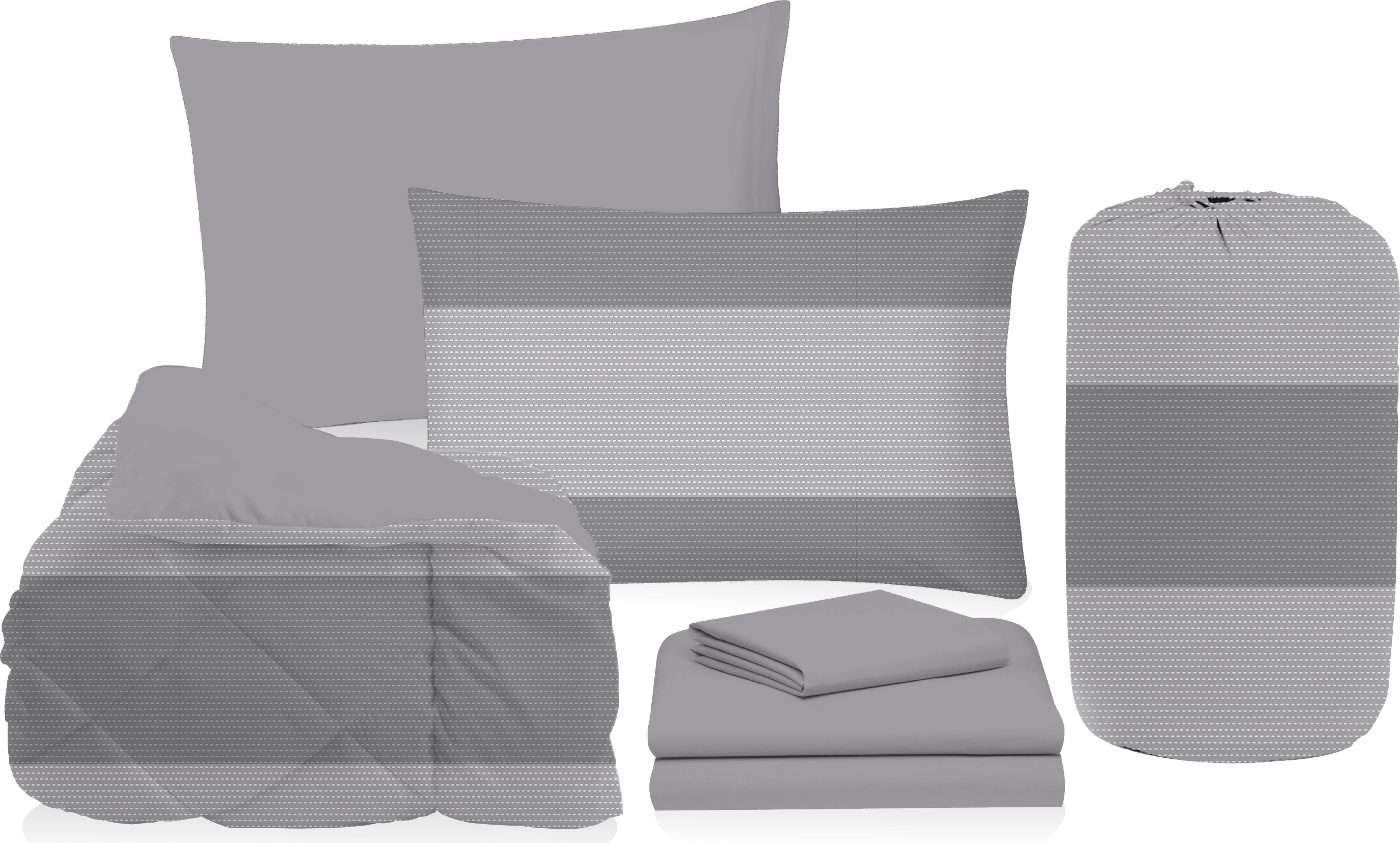 5PC BED IN BAG-STRIPE GREY