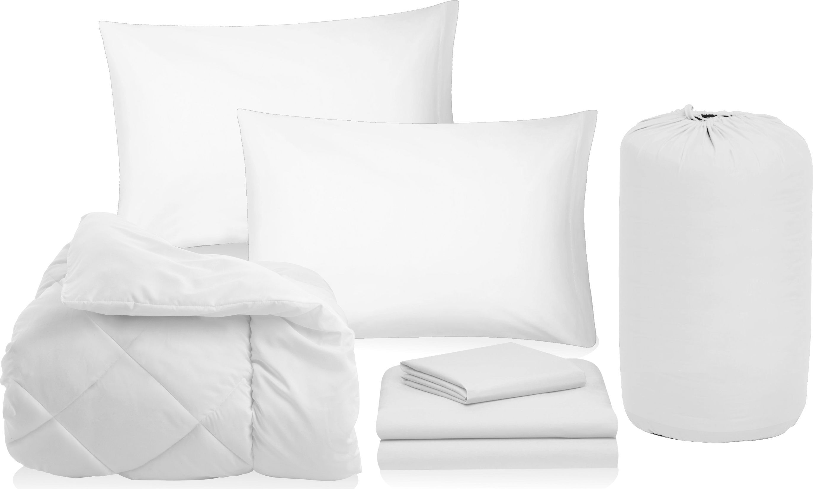 5PC BED IN BAG-SOLID WHITE