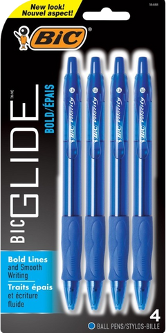 PEN GLIDE BOLD 1.6MM BLU 4PK